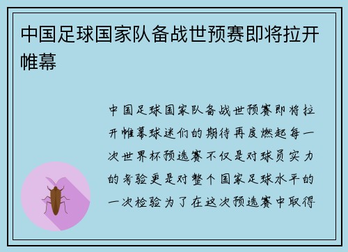 中国足球国家队备战世预赛即将拉开帷幕